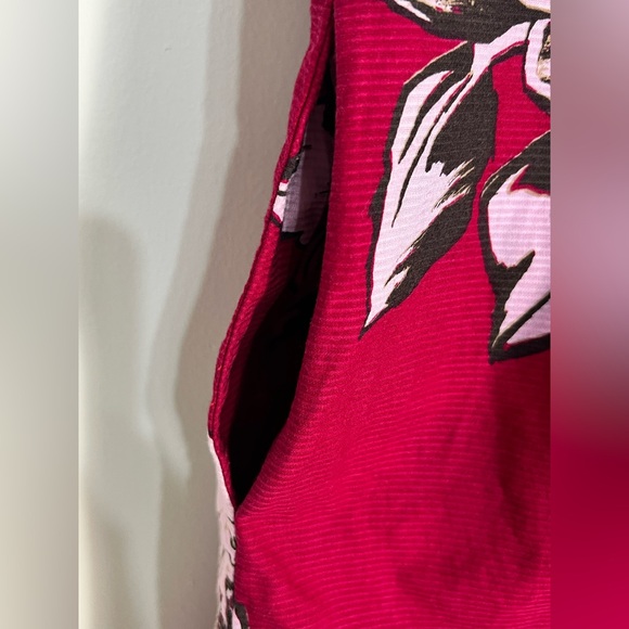 Anthropologie Maeve Floral Dagmar Red Pink/White Floral Shirt Dress Size 8 - Picture 5 of 12